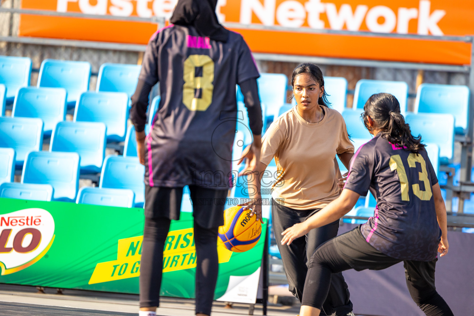 Day 2 of MILO Ramadan 3x3 Challenge 2024 was held in Ekuveni Outdoor Basketball Court at Male', Maldives on Wednesday, 13th March 2024.
Photos: Ismail Thoriq / images.mv