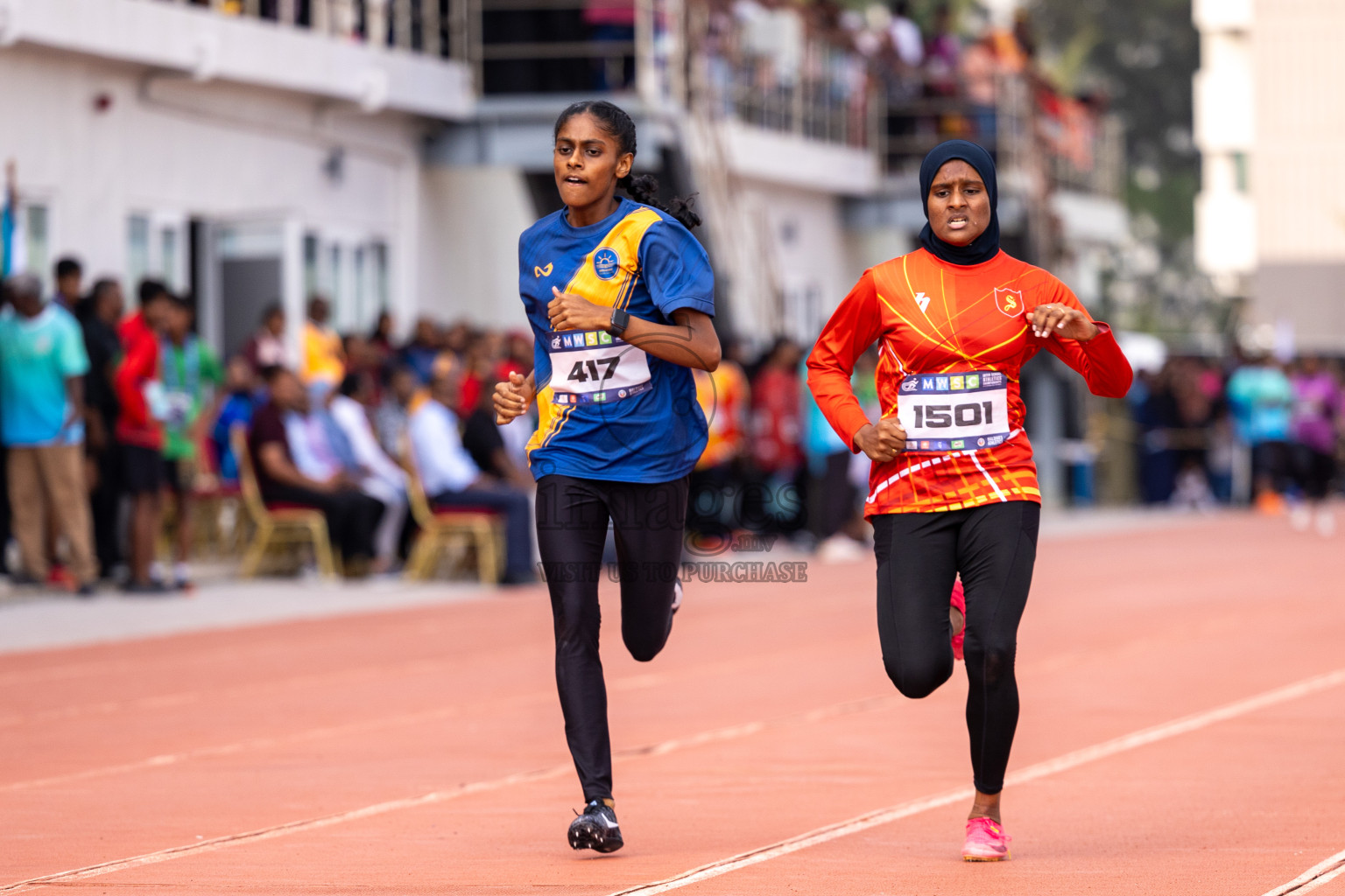 Day 6 of MWSC Interschool Athletics Championships 2024 held in Hulhumale Running Track, Hulhumale, Maldives on Thursday, 14th November 2024. Photos by: Ismail Thoriq / Images.mv