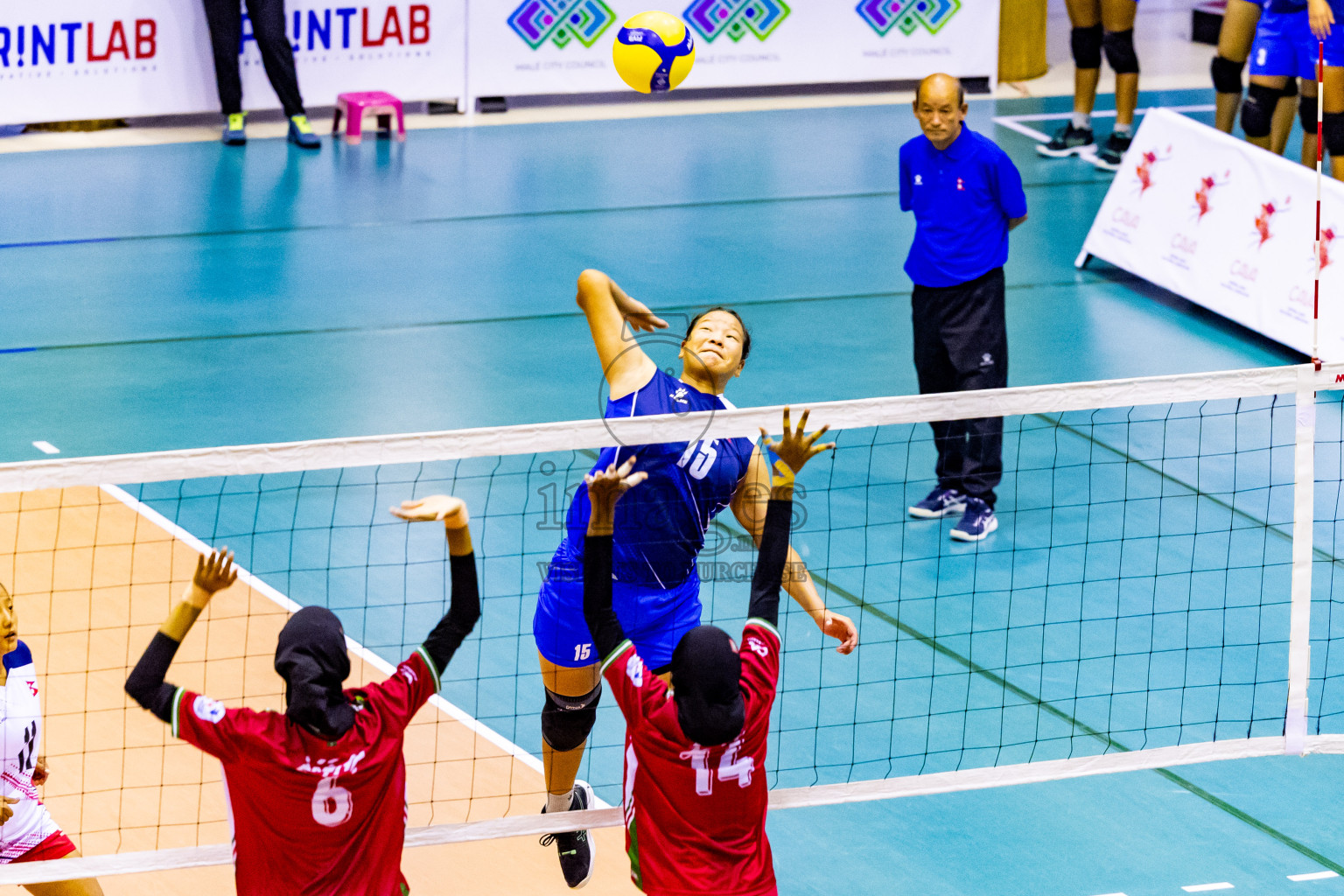 Nepal vs Maldives in Day 3 of CAVA U20 Woman's Volleyball Championship 2024 was held in Social Center, Male', Maldives on 20th July 2024. Photos: Nausham Waheed / images.mv