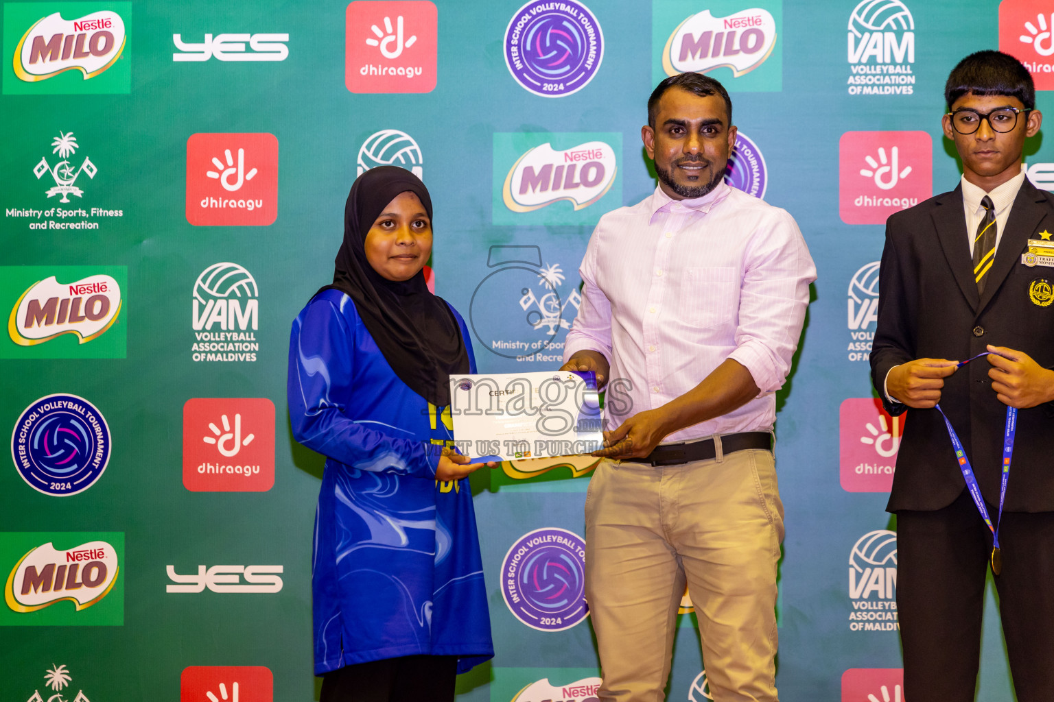 Finals of Interschool Volleyball Tournament 2024 was held in Social Center at Male', Maldives on Friday, 6th December 2024. Photos: Nausham Waheed / images.mv