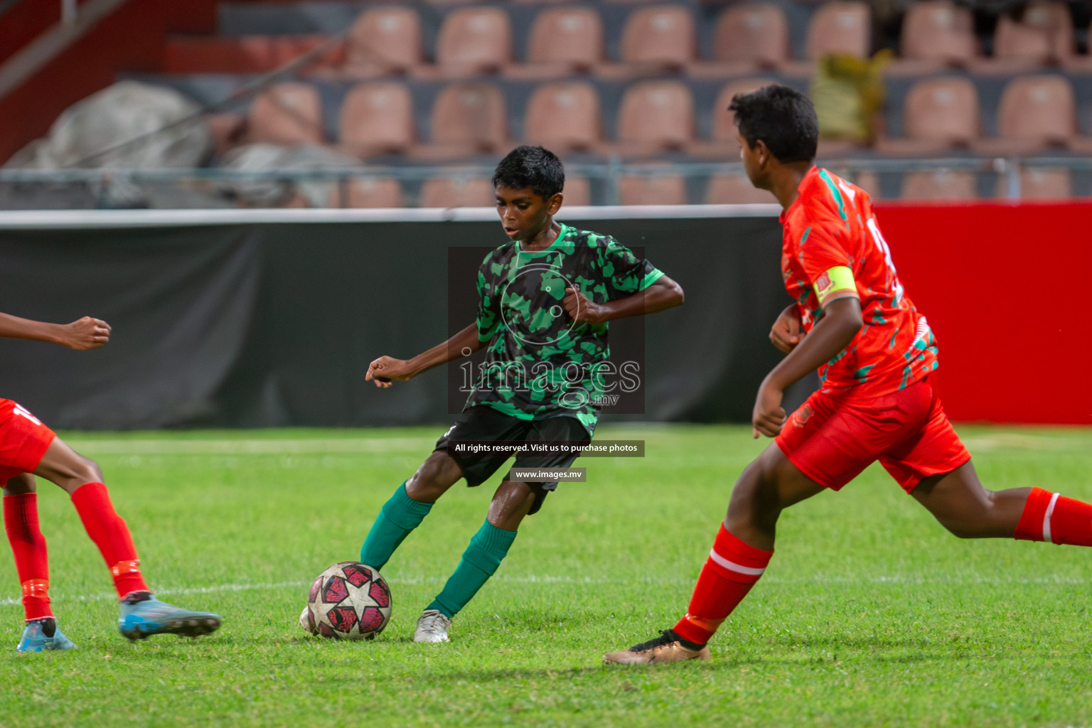 Under 13 Inter School Football Tournament 2022/23 Semi Final 1: Kalaafaanu School vs Majeedhiyya School held in National Football Stadium, Male', Maldives  Photos: Mohamed Mahfooz Moosa/ Images.mv