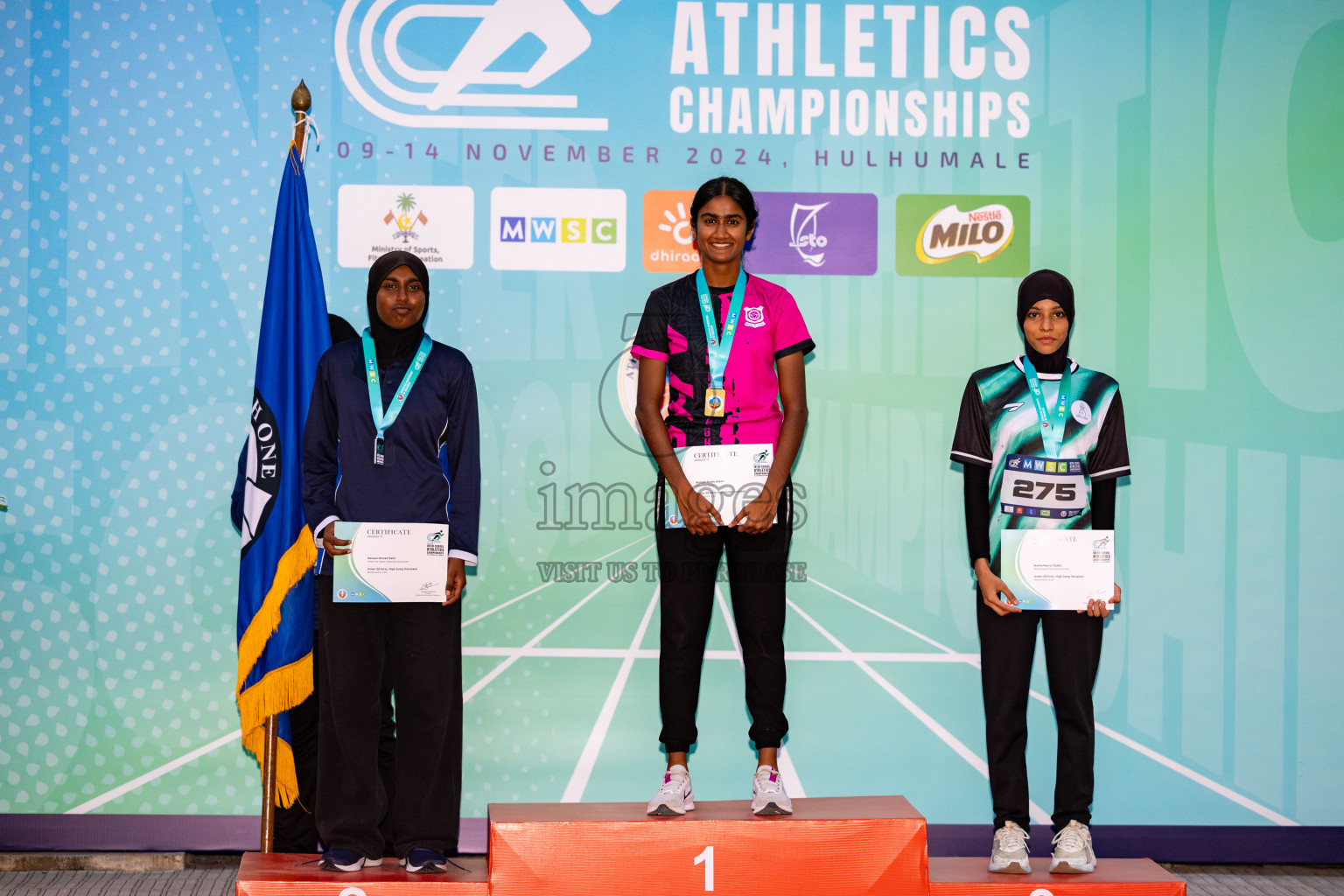 Day 2 of MWSC Interschool Athletics Championships 2024 held in Hulhumale Running Track, Hulhumale, Maldives on Sunday, 10th November 2024. 
Photos by: Hassan Simah / Images.mv