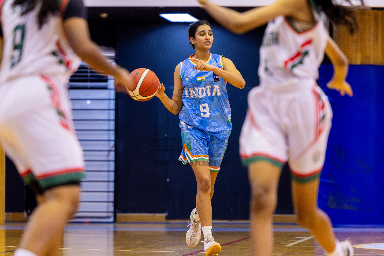 Bangladesh vs India in Day 2 of Under 16 Woman's Asian Cup SABA Qualifiers 2025 was held in Social Center, Male', Maldives on Friday, 13th June 2025. Photos: Nausham Waheed / images.mv
