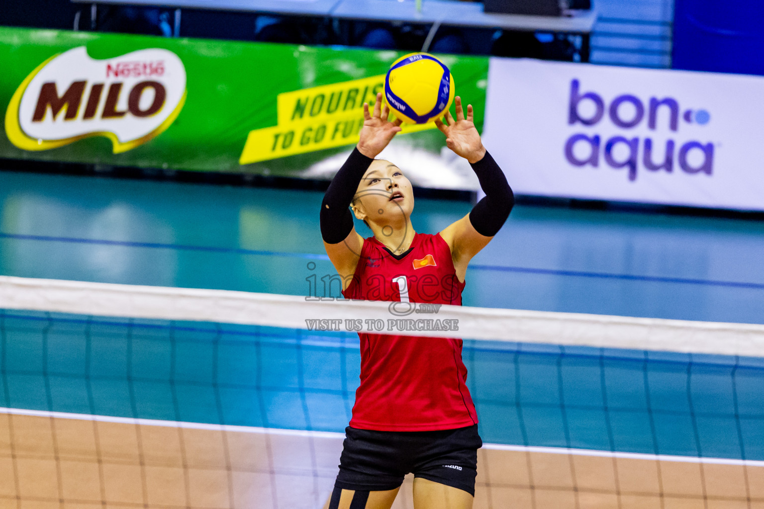 Kyrgyzstan vs Nepal in Semi Final of CAVA U20 Woman's Volleyball Championship 2024 was held in Social Center, Male', Maldives on 22nd July 2024. Photos: Nausham Waheed / images.mv