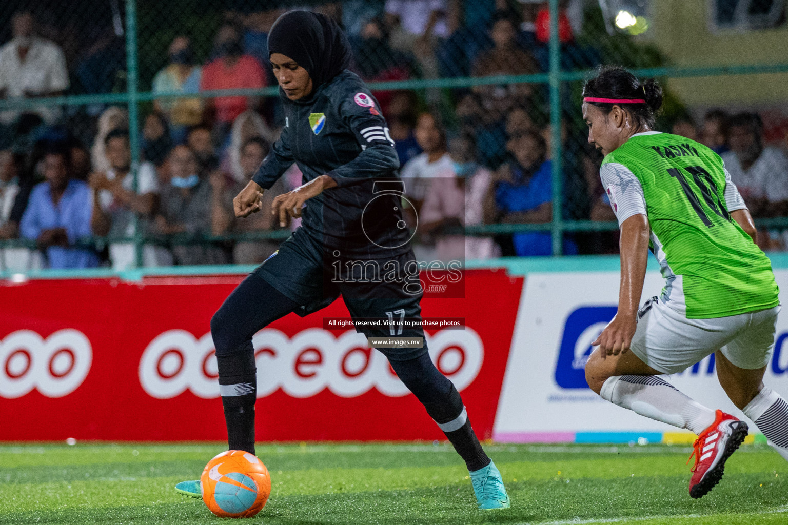 Club WAMCO vs DSC in the Semi Finals of 18/30 Women's Futsal Fiesta 2021 held in Hulhumale, Maldives on 14th December 2021. Photos: Ismail Thoriq / images.mv