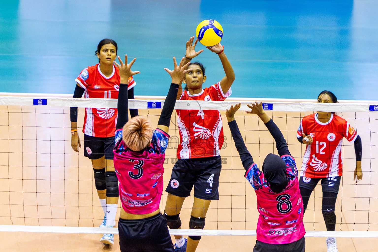 Good Games Sports Academy vs Volleyball Youth New Generation in Day 5 of Women's Division of VAM Cup 2025 held in Male', Maldives on Sunday, 13th April 2025 at Social Center Indoor Hall Photos By: Nausham Waheed / images.mv