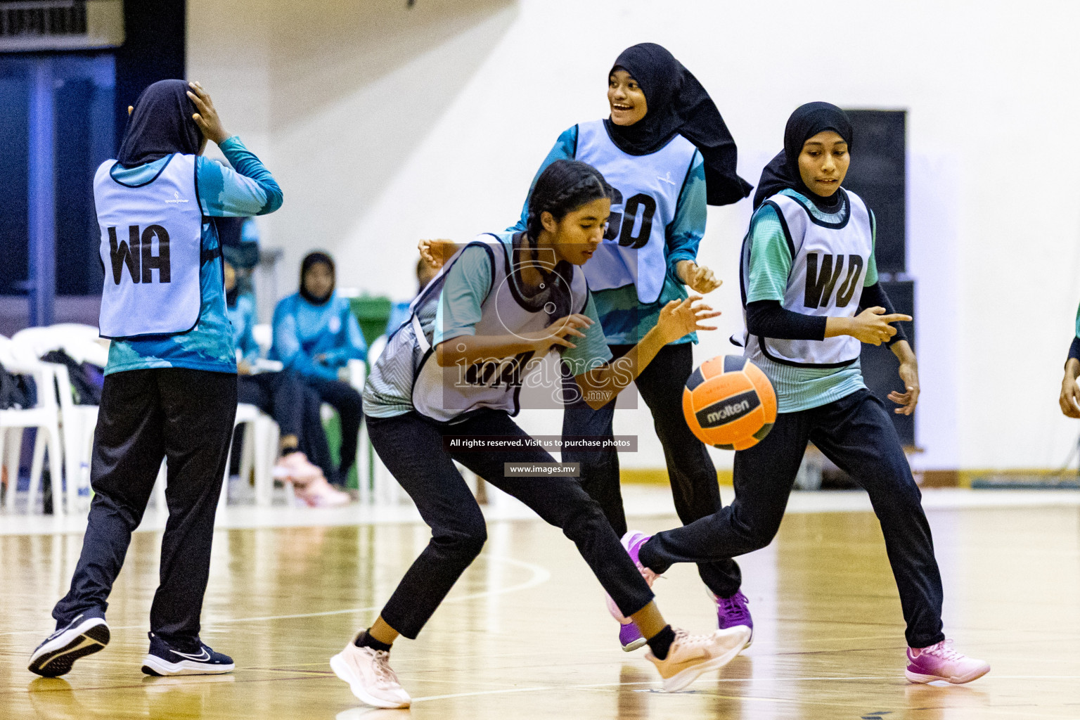 Day 9 of 24th Interschool Netball Tournament 2023 was held in Social Center, Male', Maldives on 4th November 2023. Photos: Hassan Simah / images.mv