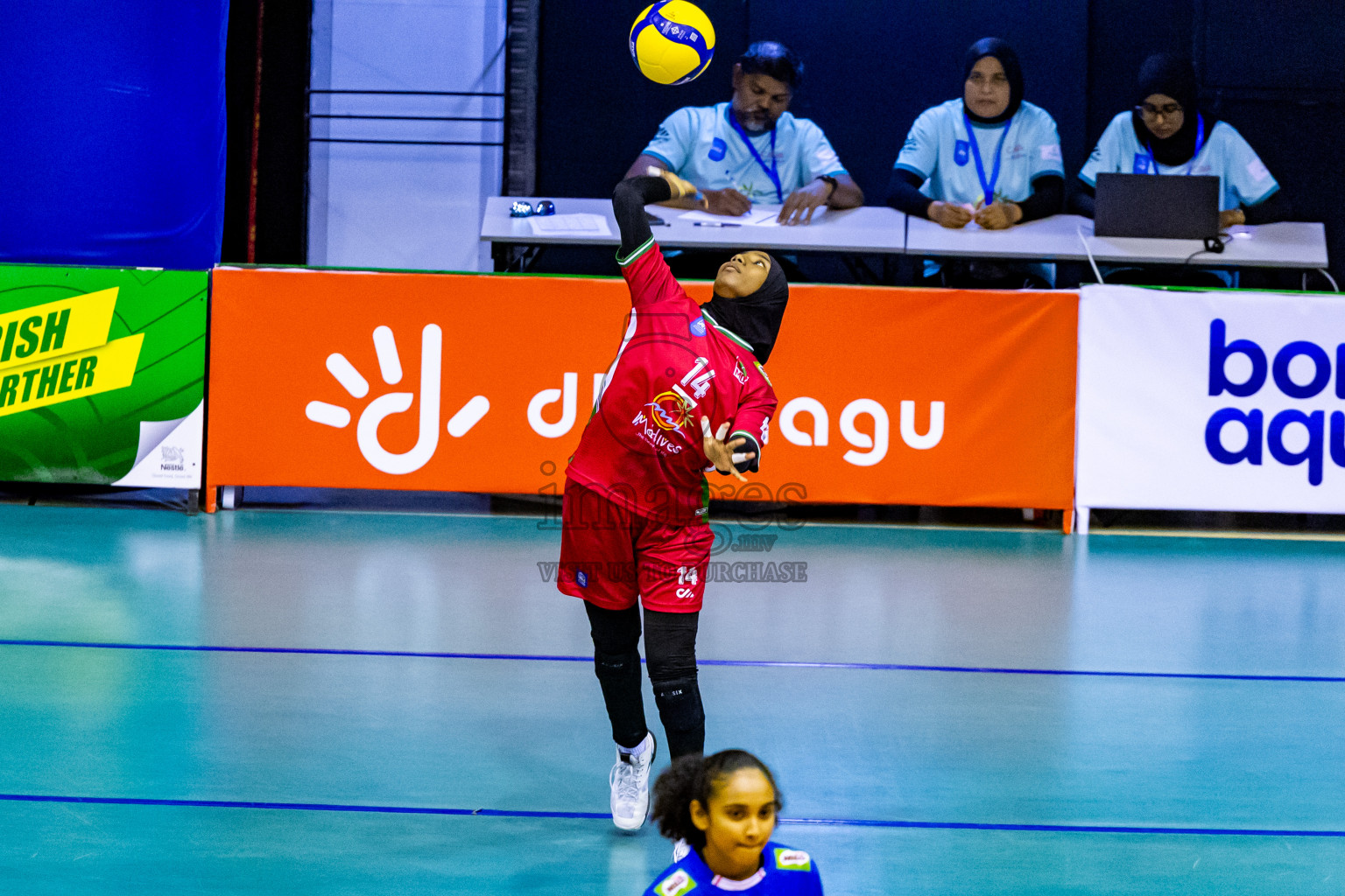 Sri Lanka vs Maldives in Semi Final of CAVA U20 Woman's Volleyball Championship 2024 was held in Social Center, Male', Maldives on 22nd July 2024. Photos: Nausham Waheed / images.mv