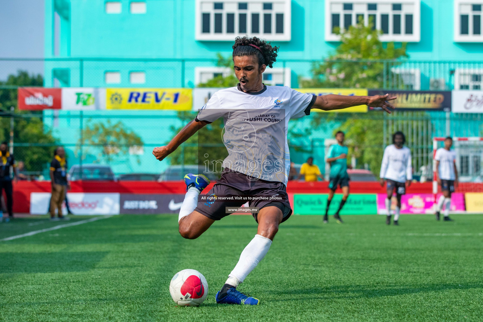 K. Dhiffushi vs K. Thulusdhoo in Day 6 of Golden Futsal Challenge 2023 on 10 February 2023 in Hulhumale, Male, Maldives