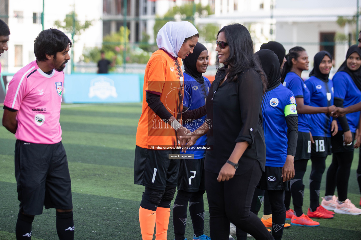 Maldives Ports Limited vs Dhivehi Sifainge Club in the semi finals of 18/30 Women's Futsal Fiesta 2019 on 27th April 2019, held in Hulhumale Photos: Hassan Simah / images.mv