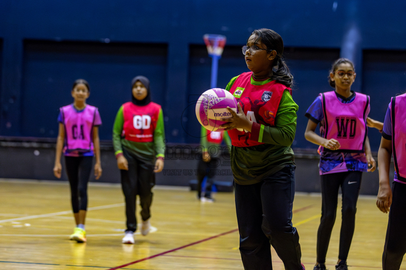 N Sports Acamdemy B vs Fiontti A Team in Day 3 of 3rd Netball Junior Championship, held at Social Center on Tuesday, 21st January 2025 . 
Photos: Hassan Simah / images.mv