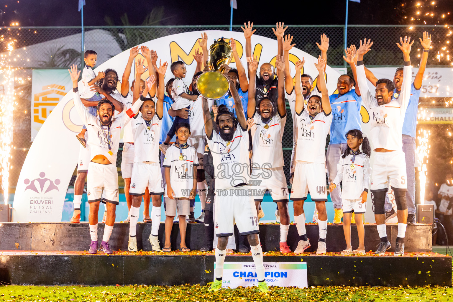 Ifhaams vs Dee Cee Jay SC in Final of Laamehi Dhiggaru Ekuveri Futsal Challenge 2025 was held on Tuesday, 29th July 2025, at Dhiggaru Futsal Ground, Dhiggaru, Maldives Photos: Nausham Waheed  / images.mv