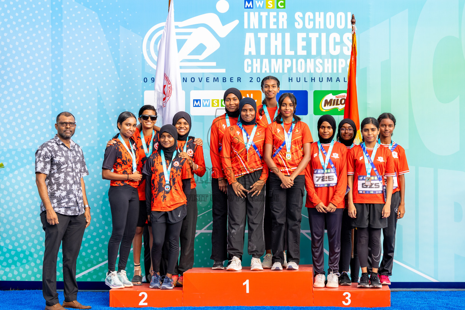 Day 6 of MWSC Interschool Athletics Championships 2024 held in Hulhumale Running Track, Hulhumale, Maldives on Thursday, 14th November 2024. Photos by: Ismail Thoriq / Images.mv