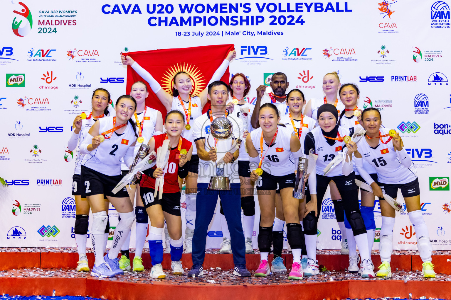 Kyrgyzstan vs Sri Lanka in Final of CAVA U20 Woman's Volleyball Championship 2024 was held in Social Center, Male', Maldives on 23rd July 2024. Photos: Nausham Waheed / images.mv