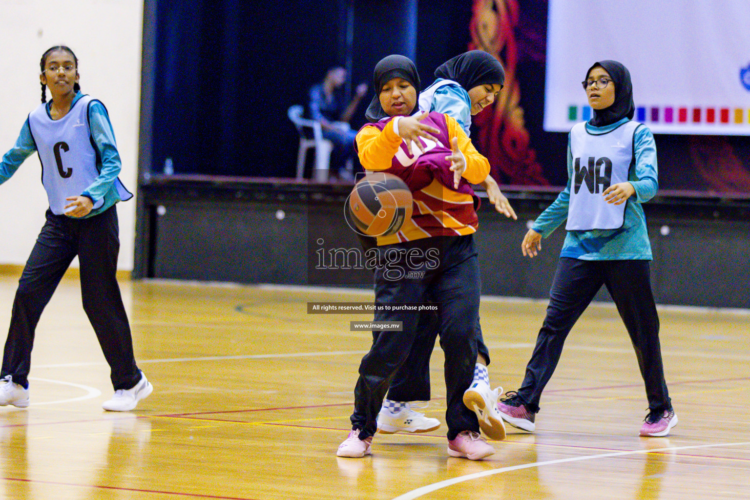 Day 9 of 24th Interschool Netball Tournament 2023 was held in Social Center, Male', Maldives on 4th November 2023. Photos: Hassan Simah / images.mv