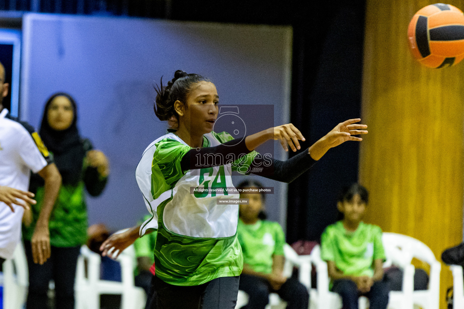 Day 9 of 24th Interschool Netball Tournament 2023 was held in Social Center, Male', Maldives on 4th November 2023. Photos: Hassan Simah / images.mv