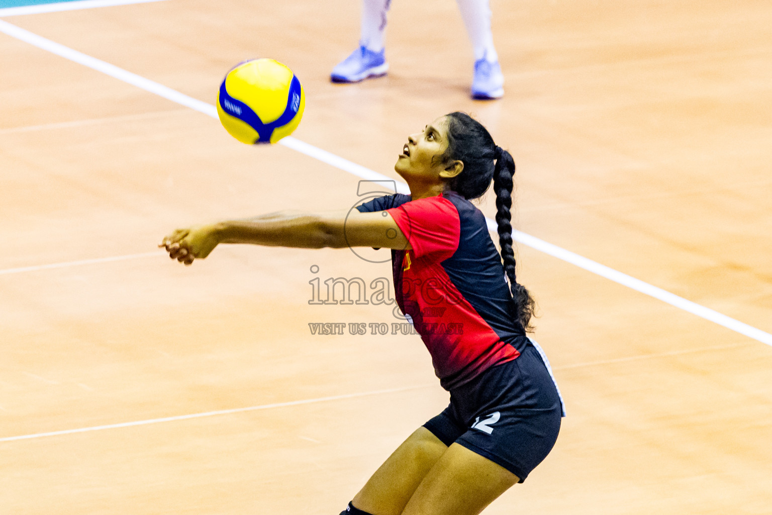 Kyrgyzstan vs Sri Lanka in Day 3 of CAVA U20 Woman's Volleyball Championship 2024 was held in Social Center, Male', Maldives on 20th July 2024. Photos: Nausham Waheed / images.mv