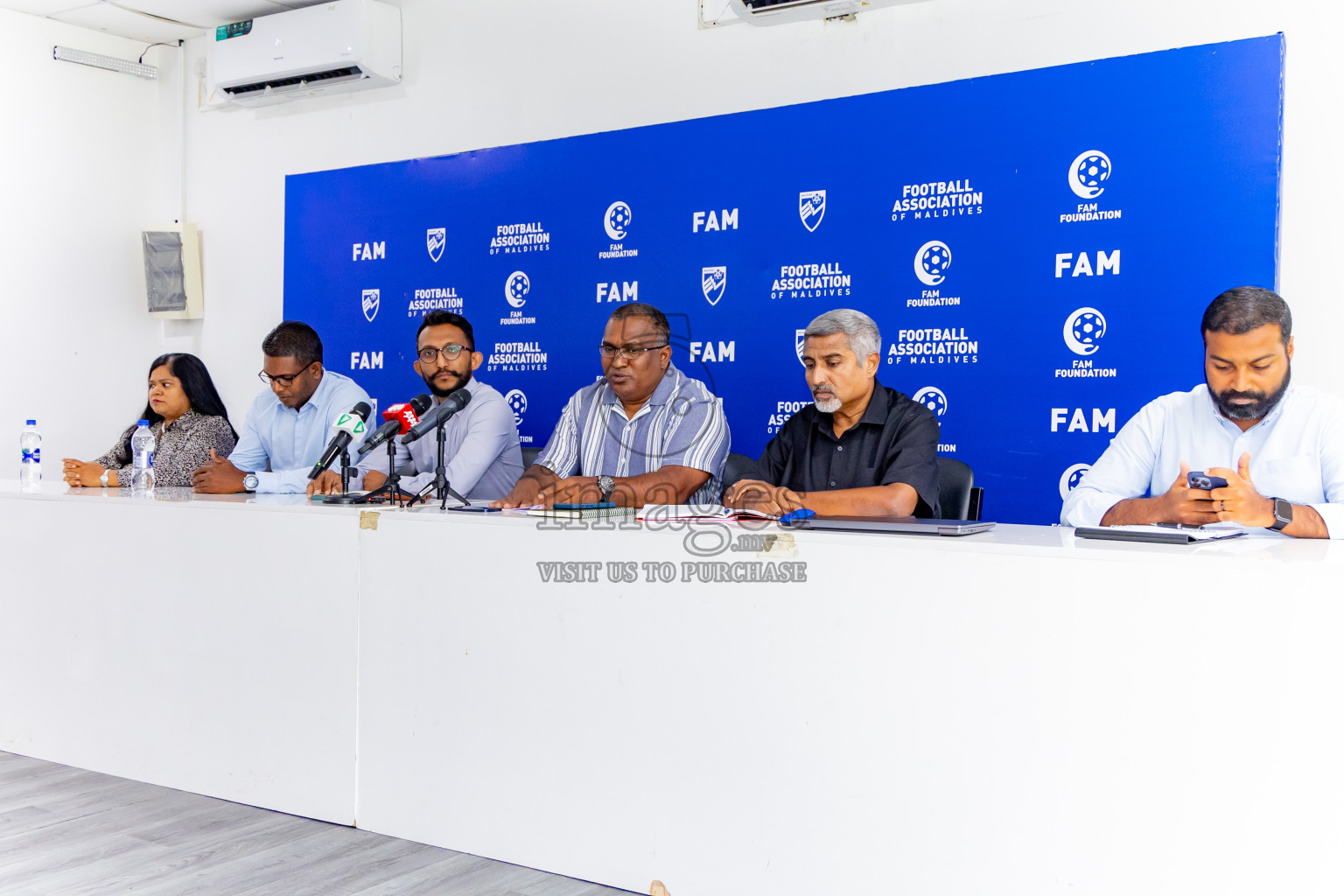 Press conference by FAM Normalization Committee was held at National Stadium in Male', Maldives on Sunday, 18th September 2024. Photos: Nausham Waheed / images.mv