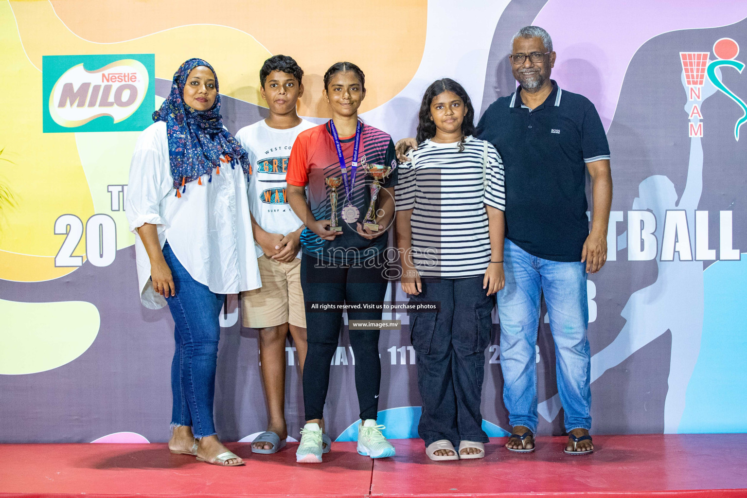 Day 6 of 20th Milo National Netball Tournament 2023, held in Synthetic Netball Court, Male', Maldives on 4th June 2023 Photos: Nausham Waheed/ Images.mv