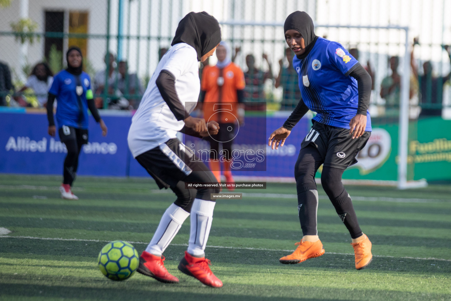 Maldives Ports Limited vs Dhivehi Sifainge Club in the semi finals of 18/30 Women's Futsal Fiesta 2019 on 27th April 2019, held in Hulhumale Photos: Hassan Simah / images.mv