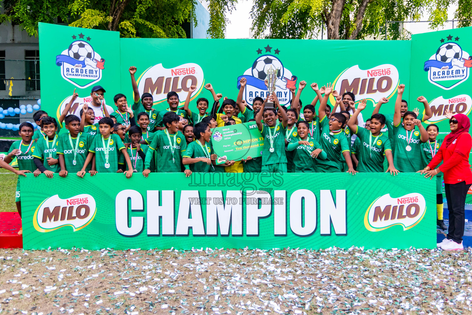 Day 4 of MILO Academy Championship 2024 - U12 was held at Henveiru Grounds in Male', Maldives on Sunday, 7th July 2024. Photos: Nausham Waheed / images.mv