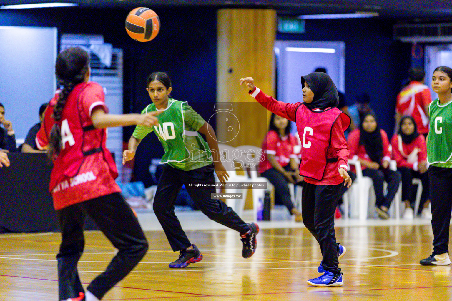 Day 9 of 24th Interschool Netball Tournament 2023 was held in Social Center, Male', Maldives on 4th November 2023. Photos: Hassan Simah / images.mv