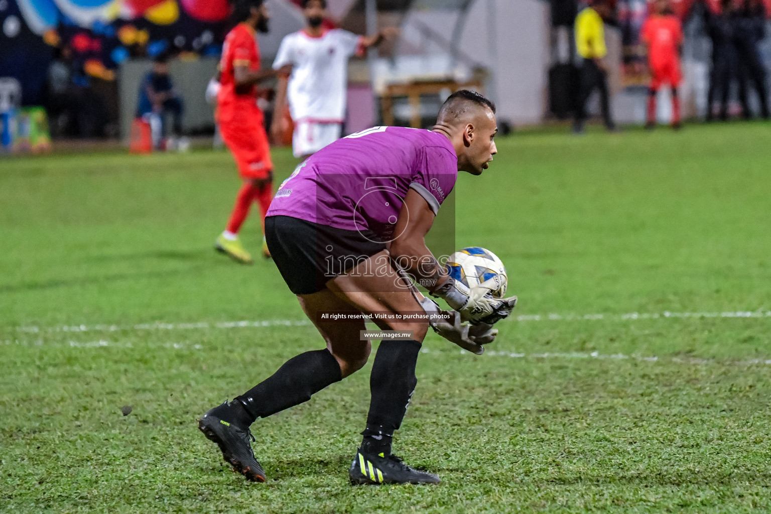 Da Grande vs Buru Sports Club in Dhivehi Premier League Qualification 22 on 27th Aug 2022, held in National Football Stadium, Male', Maldives Photos: Nausham Waheed / Images.mv