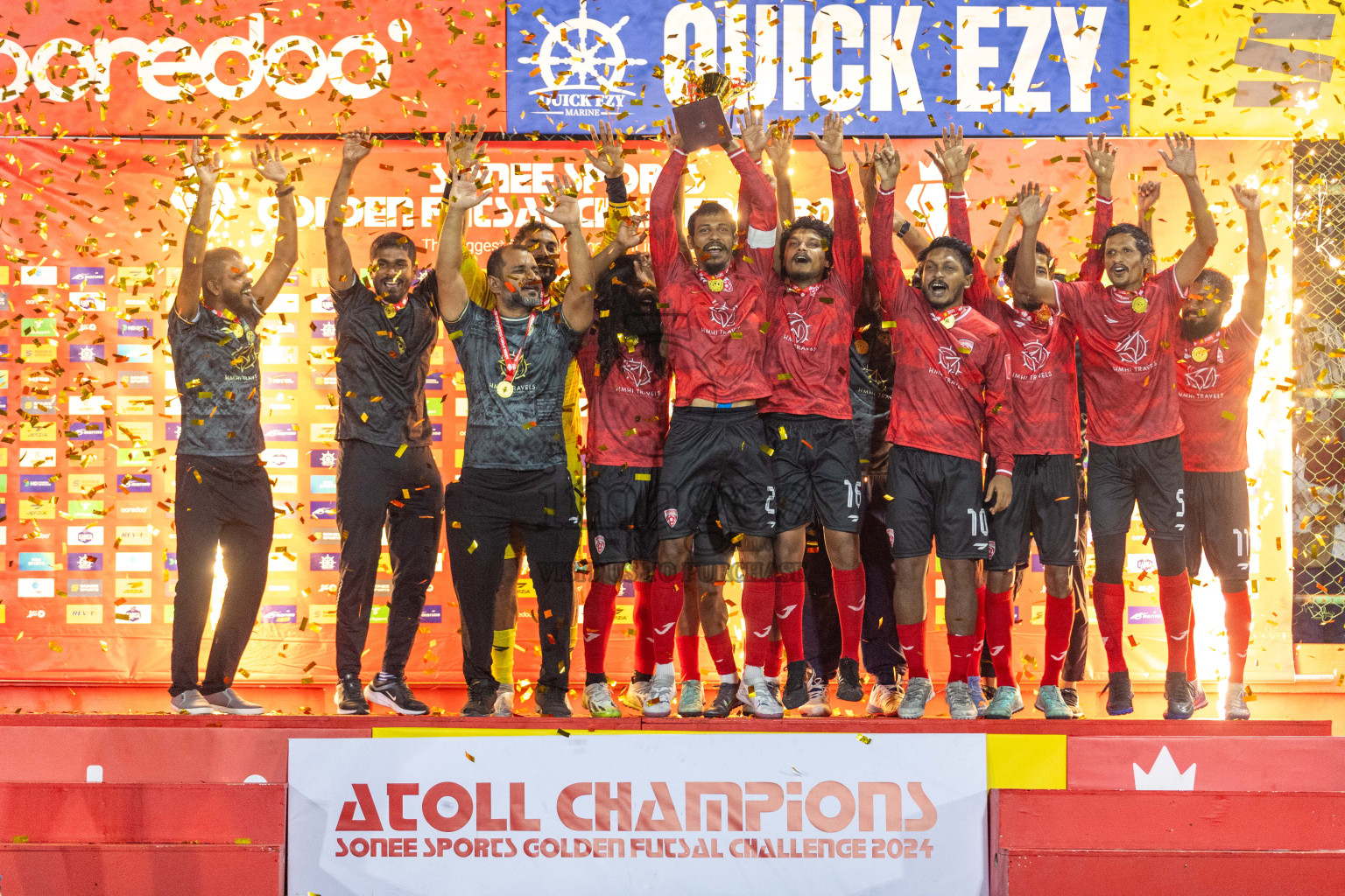 ADh Maamigili vs ADh Mahibadhoo in Day 21 of Golden Futsal Challenge 2024 was held on Sunday , 4th February 2024 in Hulhumale', Maldives Photos: Nausham Waheed / images.mv