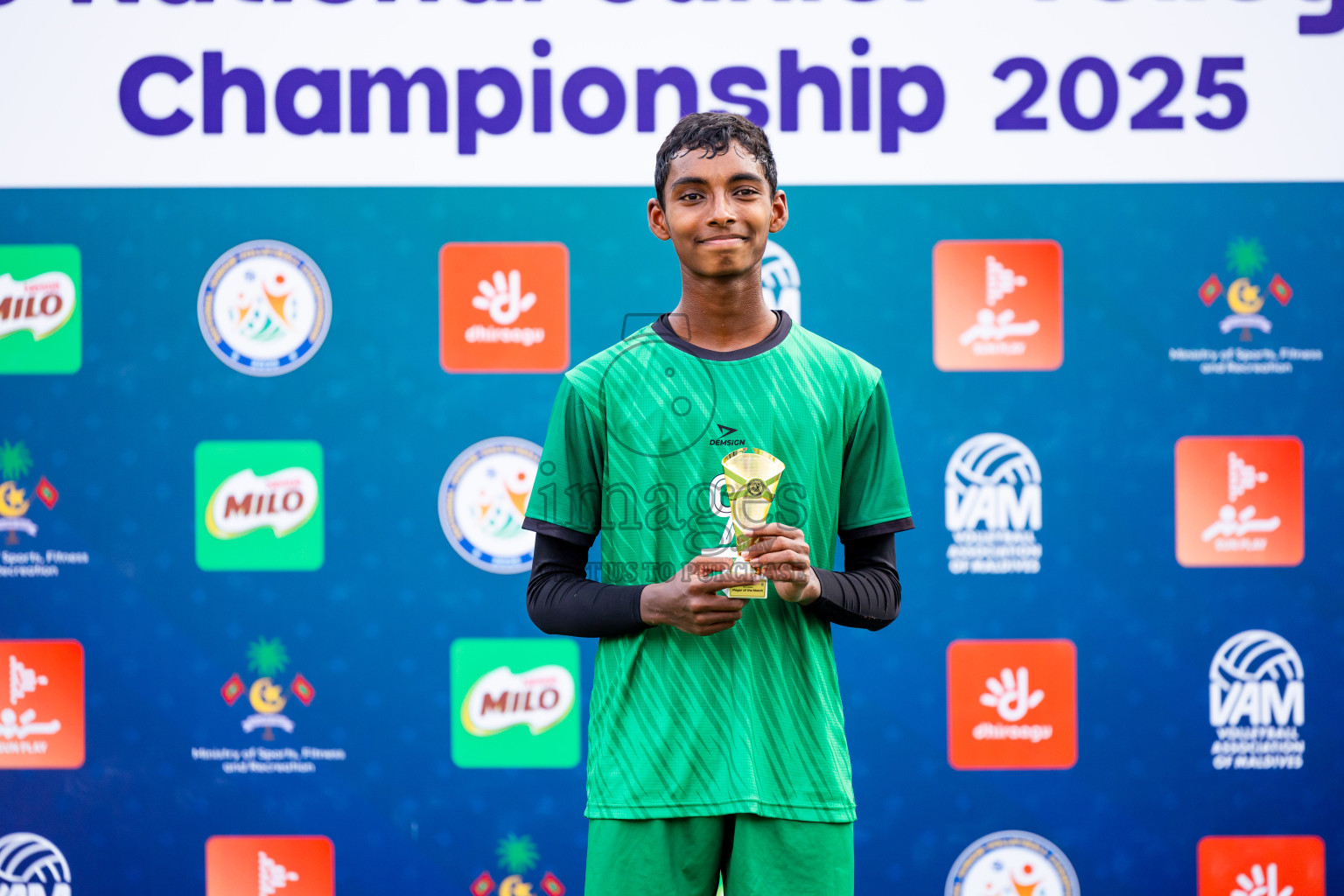Sports Club Dhirun vs Goodies Sports Club in Milo National Junior Volleyball Championship 2025 Day 3 was held on Monday, 24th November 2025 at Ekuveni Turf Court Male', Maldives. Photos: Nausham Waheed / images.mv