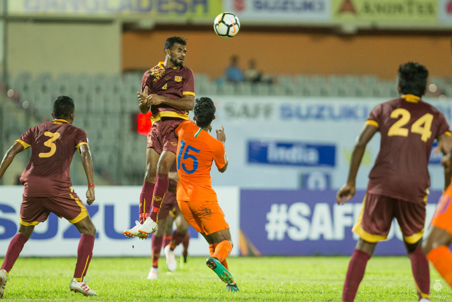 India vs Sri Lanka in SAFF Suzuki Cup 2018 in Dhaka, Bangladesh, Wednesday, September 05, 2018. (Images.mv Photo/Suadh Abdul Sattar).