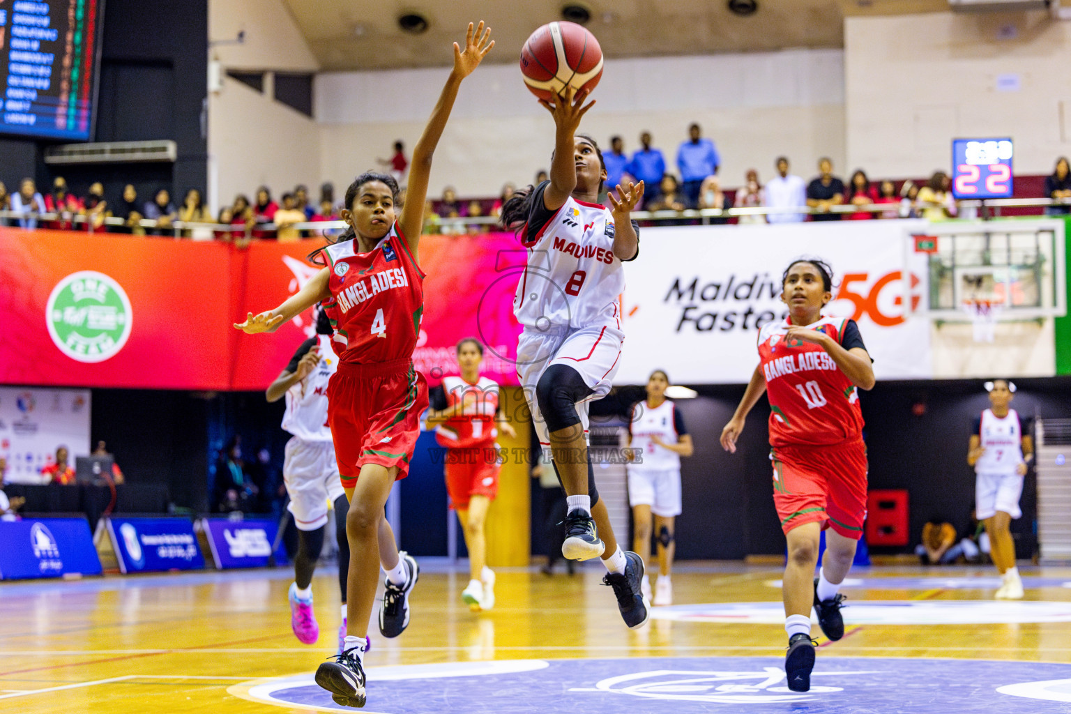 Maldives vs Bangladesh in Day 1 of Under 16 Woman's Asian Cup SABA Qualifiers 2025 was held in Social Center, Male', Maldives on 12th June 2025. Photos: Nausham Waheed / images.mv