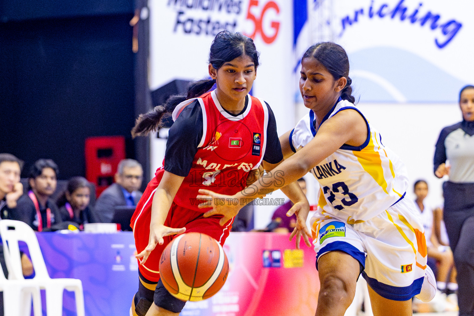 Maldives vs SriLanka in Day 2 of Under 16 Woman's Asian Cup SABA Qualifiers 2025 was held in Social Center, Male', Maldives on Friday, 13th June 2025. Photos: Nausham Waheed / images.mv