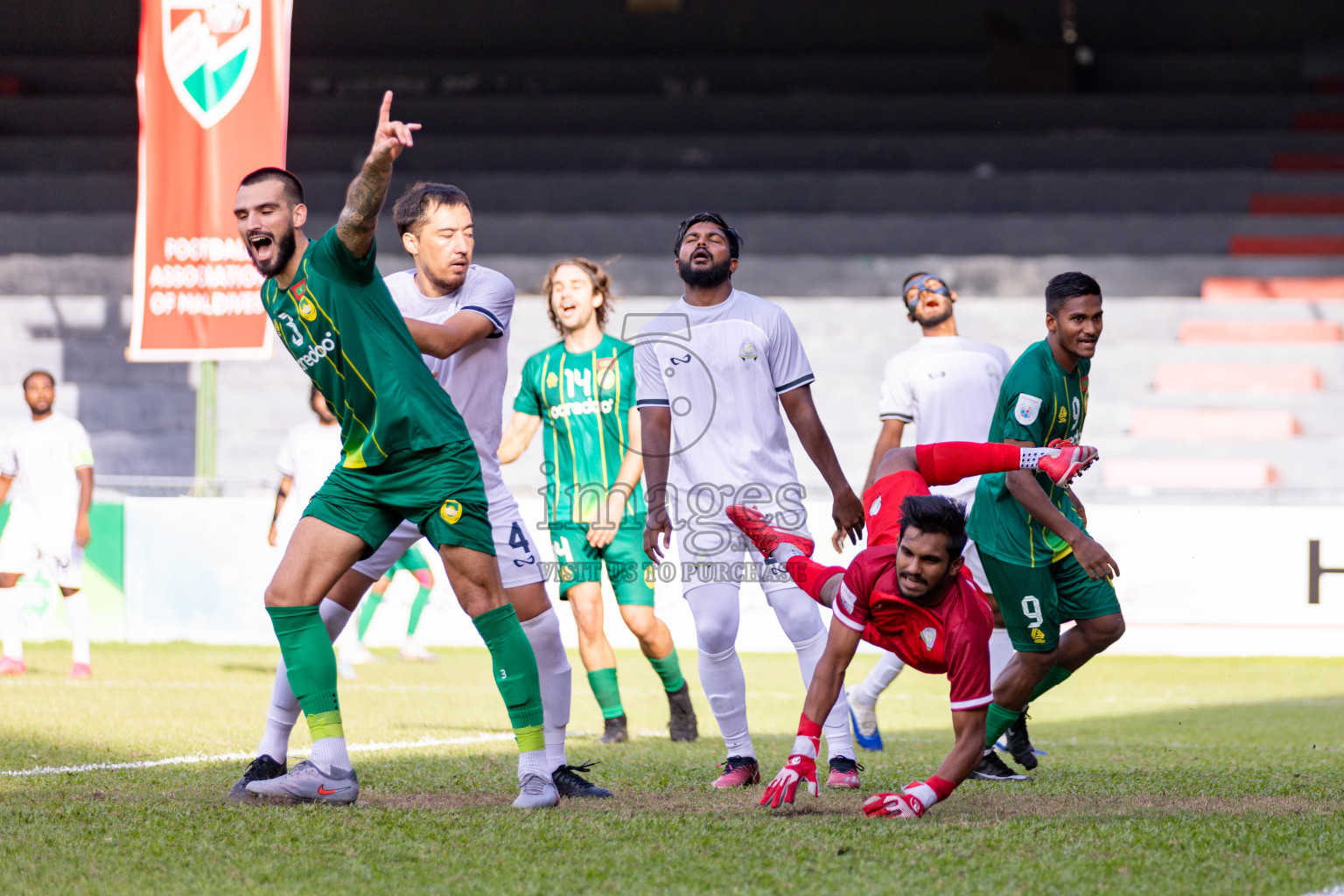 Maziya SRC vs Green Streets in Dhivehi Premier League 2025/26 held in National Football Stadium, Male', Maldives on Saturyday, 25 October 2025. 
Photos: Hassan Simah / Images.mv