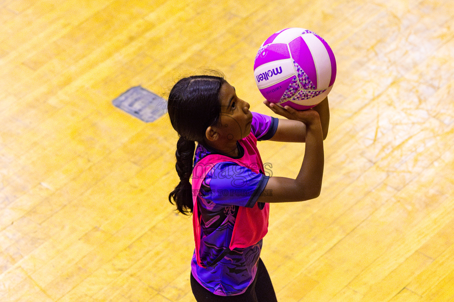 N Sports Academy B vs Fiontti Sports Club U11 Finals of 3rd Netball Junior Championship, held at Social Center on Saturday, 25th January 2025 . Photos: Nausham Waheed / images.mv