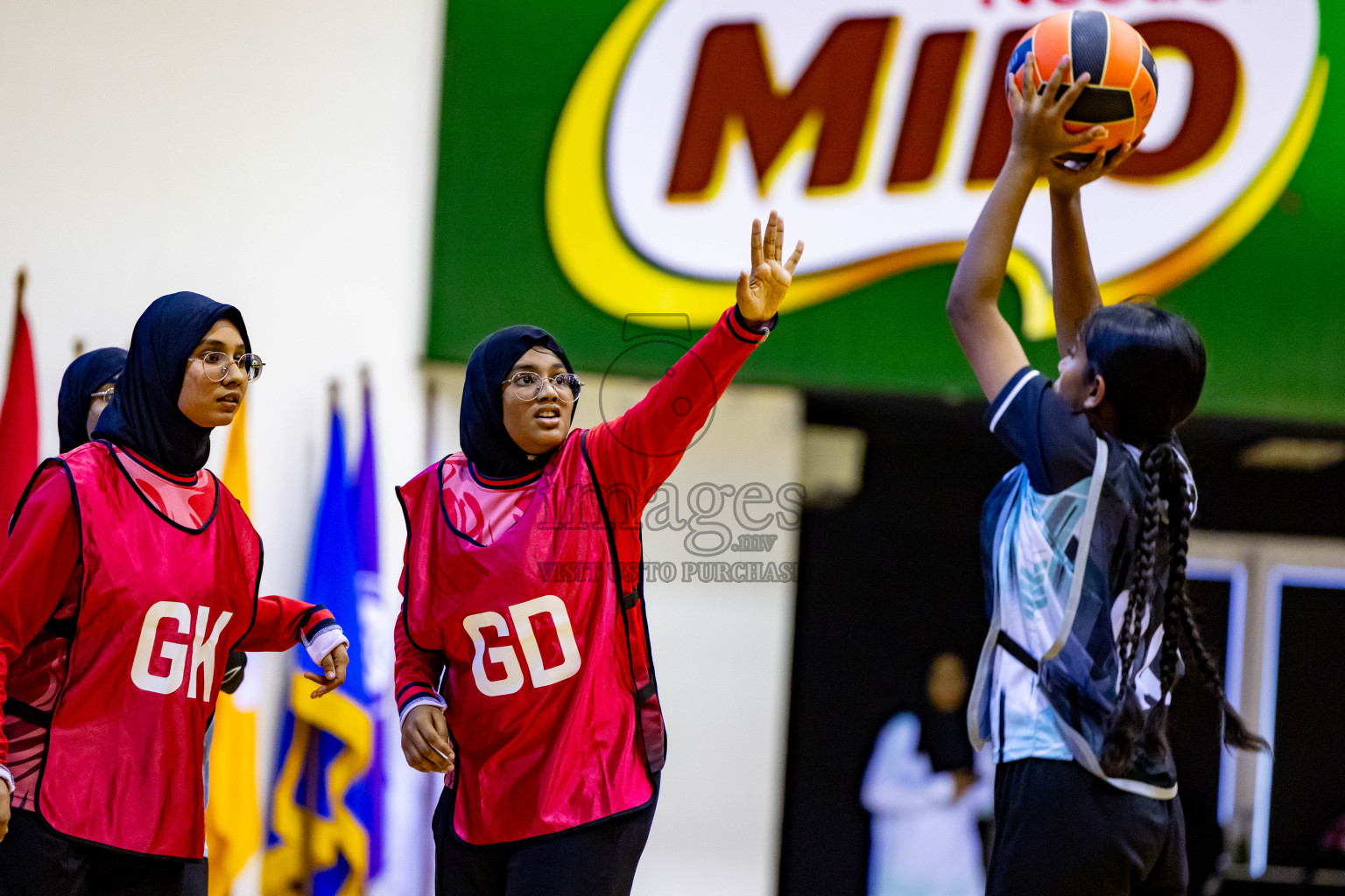 Day 9 of 25th Inter-School Netball Tournament was held in Social Center at Male', Maldives on Monday, 19th August 2024. Photos: Nausham Waheed / images.mv