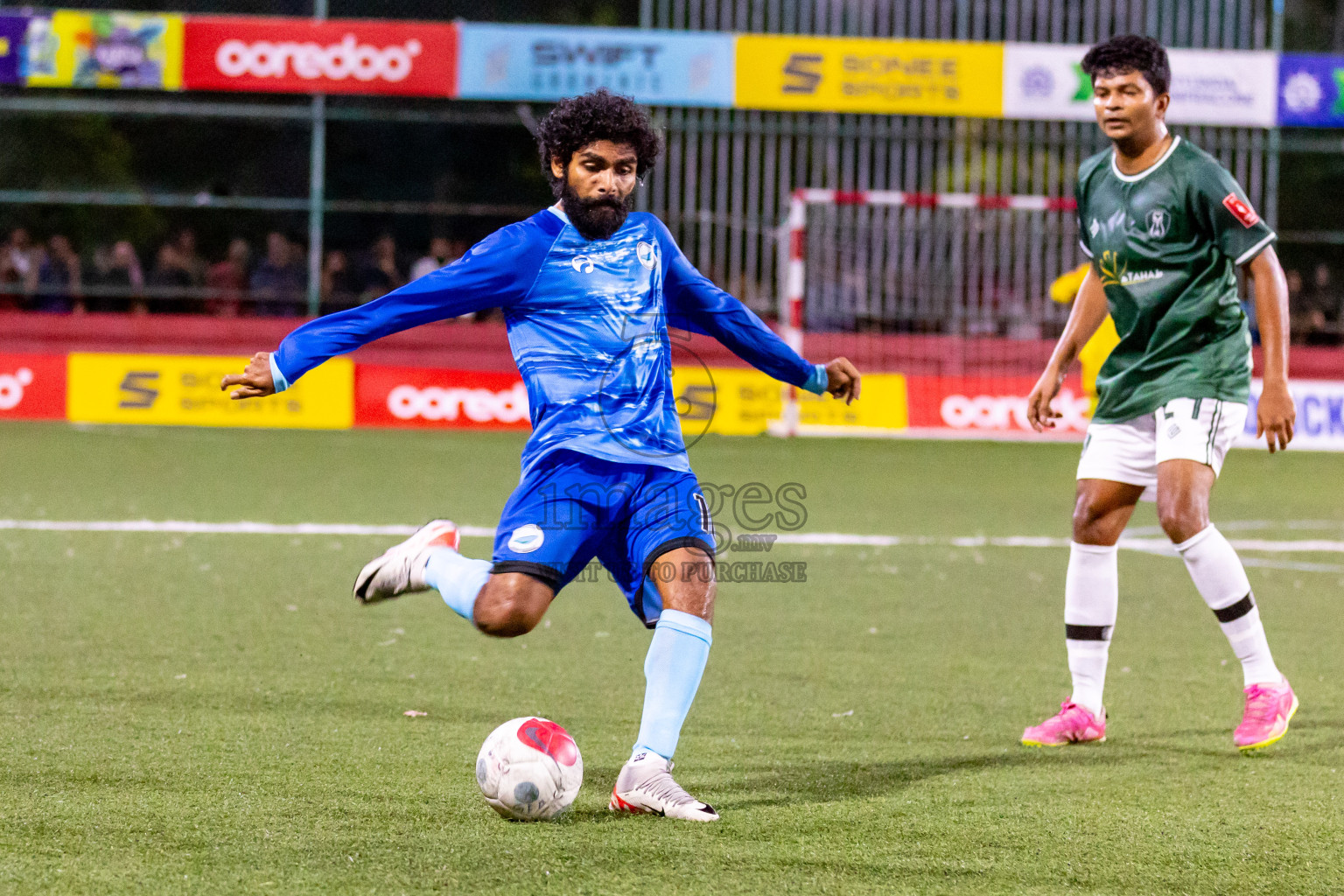 N Miladhoo vs N Maafaru in Day 6 of Golden Futsal Challenge 2024 was held on Saturday, 20th January 2024, in Hulhumale', Maldives Photos: Hassan Simah / images.mv