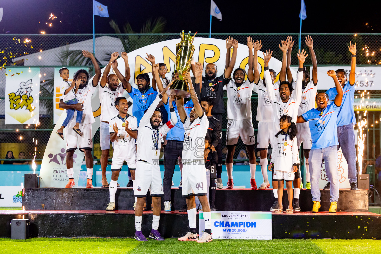 Ifhaams vs Dee Cee Jay SC in Final of Laamehi Dhiggaru Ekuveri Futsal Challenge 2025 was held on Tuesday, 29th July 2025, at Dhiggaru Futsal Ground, Dhiggaru, Maldives Photos: Nausham Waheed  / images.mv