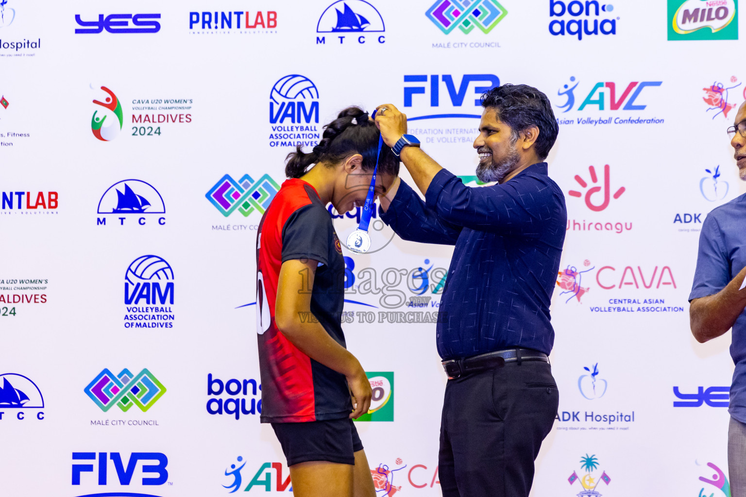 Kyrgyzstan vs Sri Lanka in Final of CAVA U20 Woman's Volleyball Championship 2024 was held in Social Center, Male', Maldives on 23rd July 2024. Photos: Nausham Waheed / images.mv