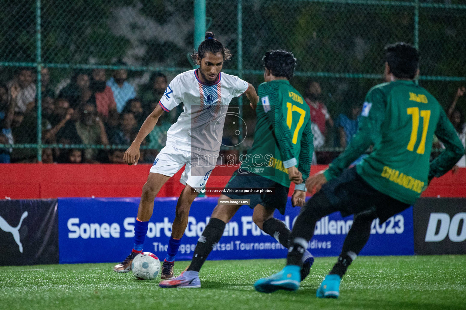 GA. Dhaandhoovs vs GA. Nilandhoo in Day 2 of Golden Futsal Challenge 2023 on 06 February 2023 in Hulhumale, Male, Maldives