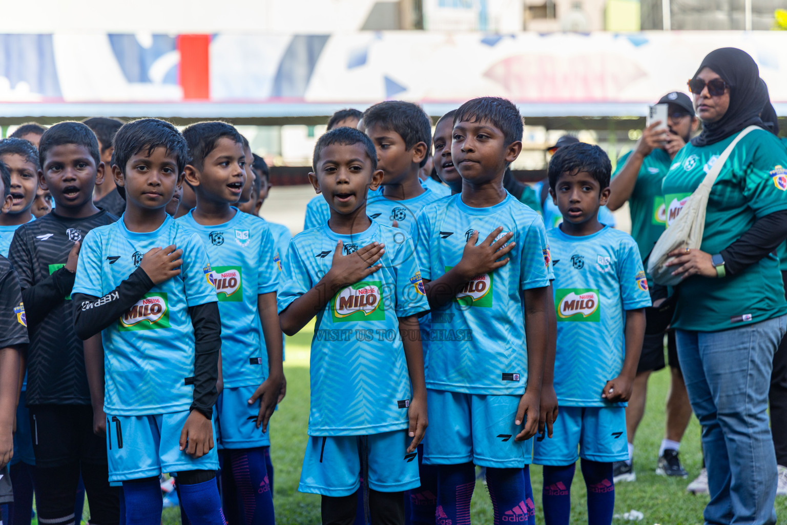 Day 1 of MILO Kids Football Fiesta was held at National Stadium in Male', Maldives on Friday, 23rd February 2024. Photos: Hassan Simah / images.mv