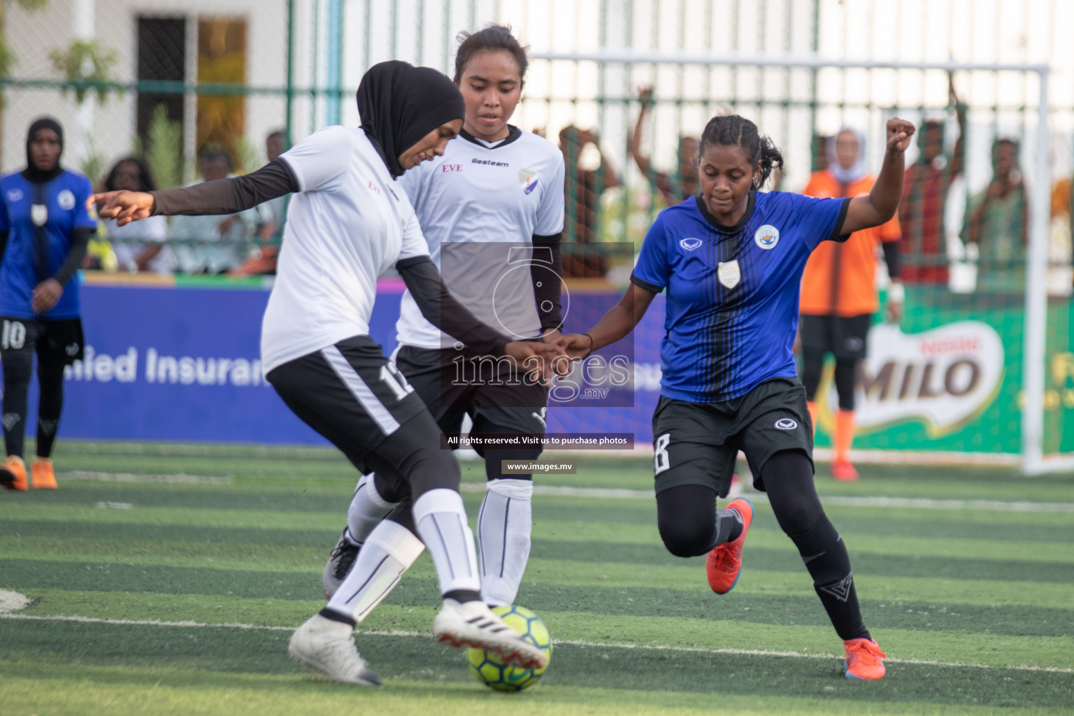 Maldives Ports Limited vs Dhivehi Sifainge Club in the semi finals of 18/30 Women's Futsal Fiesta 2019 on 27th April 2019, held in Hulhumale Photos: Hassan Simah / images.mv