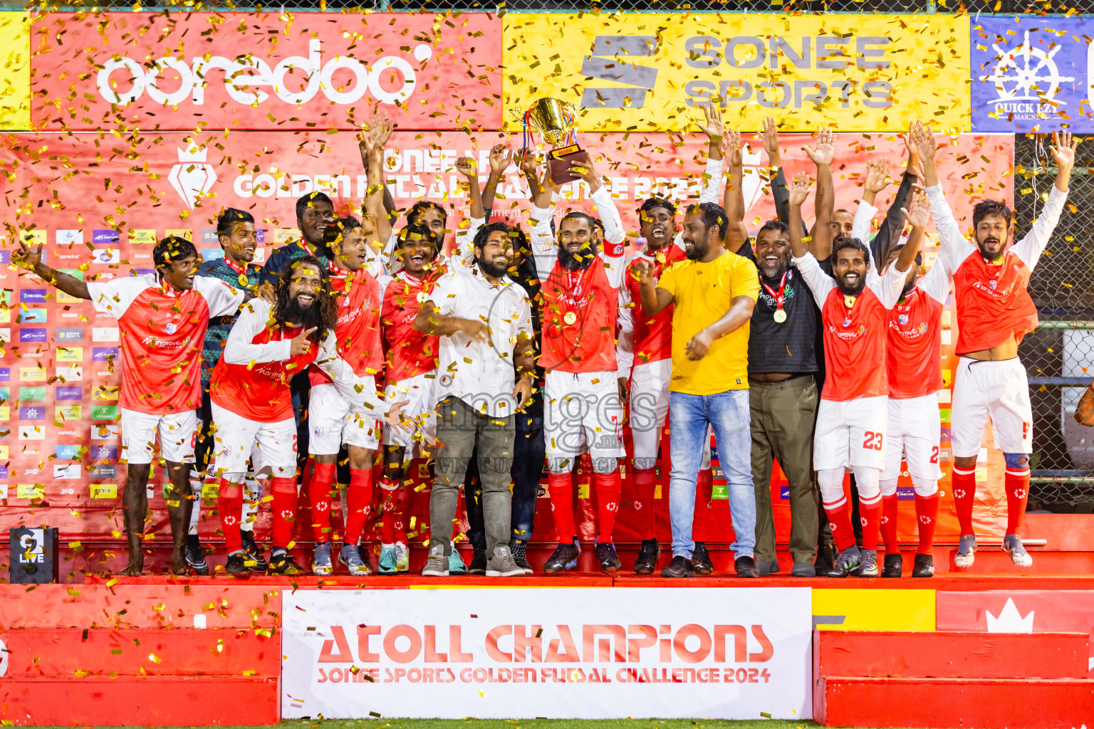 N Maafaru vs N Kendhikulhudhoo in Day 23 of Golden Futsal Challenge 2024 was held on Tuesday , 6th February 2024 in Hulhumale', Maldives Photos: Nausham Waheed / images.mv