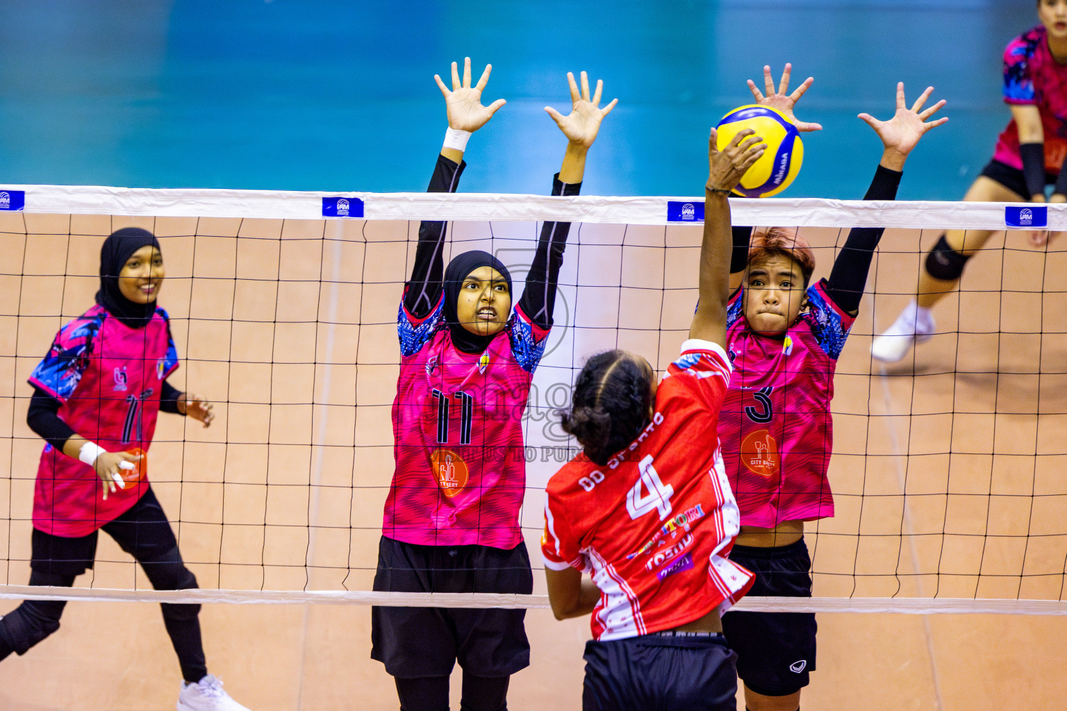 Good Games Sports Academy vs Volleyball Youth New Generation in Day 5 of Women's Division of VAM Cup 2025 held in Male', Maldives on Sunday, 13th April 2025 at Social Center Indoor Hall Photos By: Nausham Waheed / images.mv