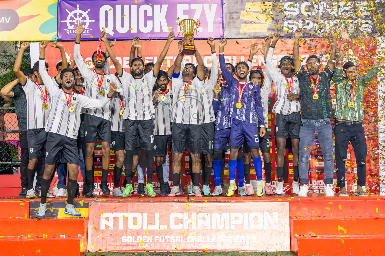 N Holhudhoo vs N Miladhoo in Noonu Atoll Final in Day 24 of Golden Futsal Challenge 2025 was held on Tuesday , 28th January 2025, in Hulhumale', Maldives. Photos: Ismail Thoriq / images.mv