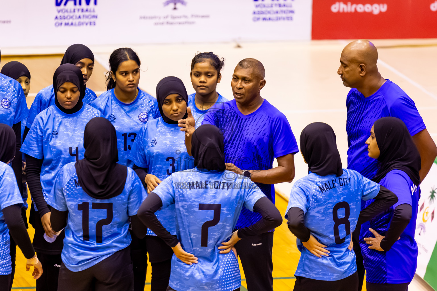 Male' City Team 1 vs Male' City Team 3 in the Finals of MILO Raajje Volley Junior Championship 2025 (U19 Girls) was held in Social Center Indoor Hall, Maldives on Sunday, 28th September 2025. Photos: Nausham Waheed / images.mv