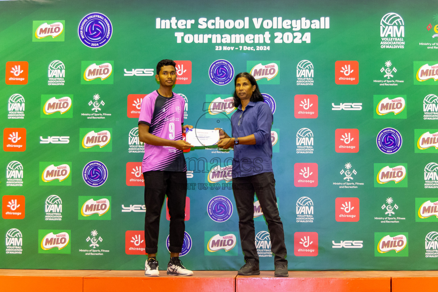 Finals of Interschool Volleyball Tournament 2024 was held in Social Center at Male', Maldives on Friday, 6th December 2024. Photos: Nausham Waheed / images.mv