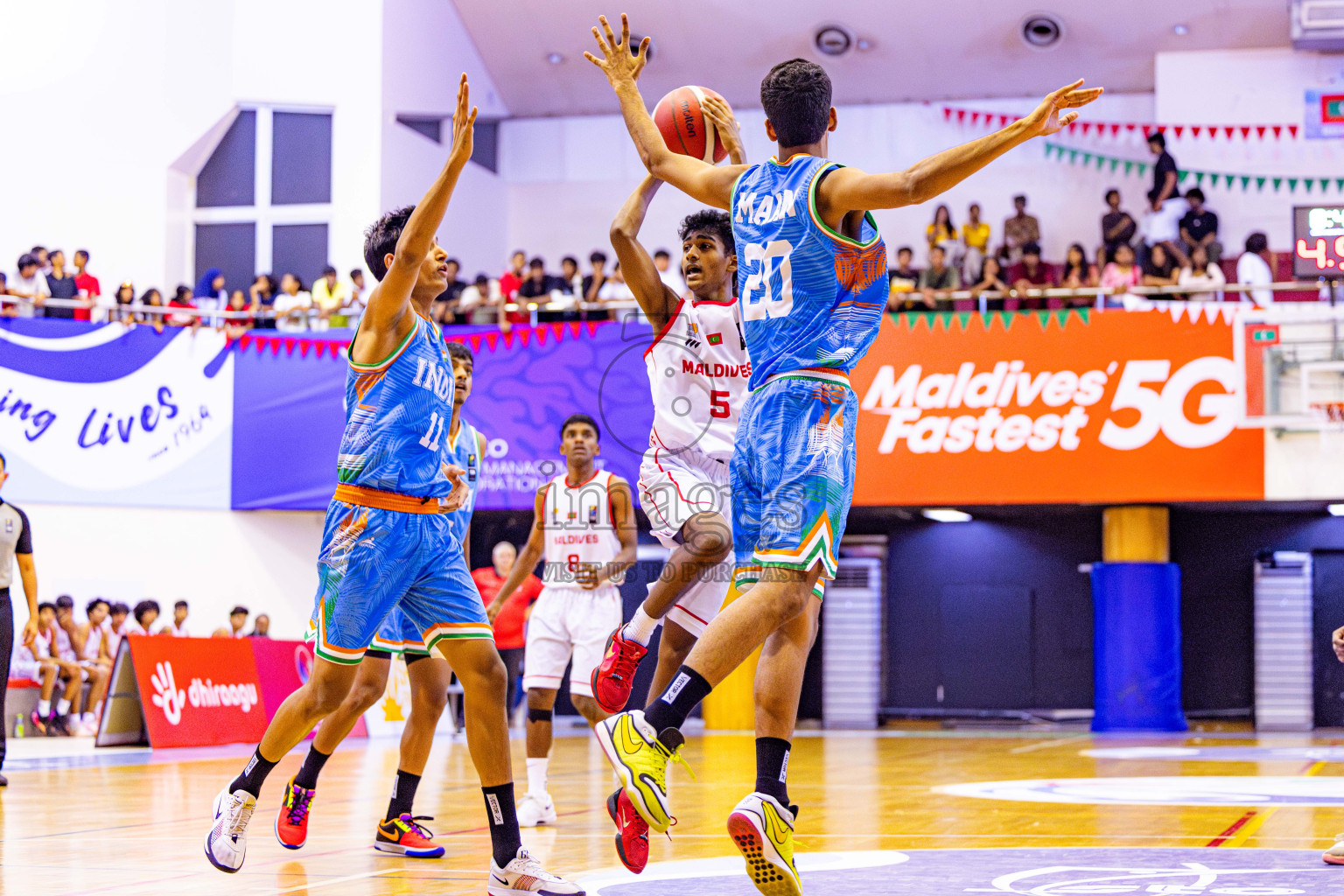 Maldives vs India in Day 2 of Under 16 Asian Cup SABA Qualifiers 2025 was held in Social Center, Male', Maldives on Friday, 13th June 2025. Photos: Nausham Waheed / images.mv