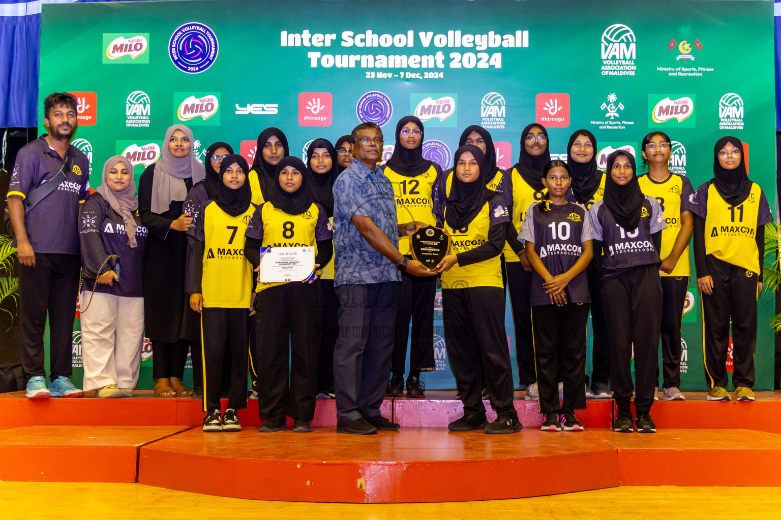 Finals of Interschool Volleyball Tournament 2024 was held in Social Center at Male', Maldives on Friday, 6th December 2024. Photos: Nausham Waheed / images.mv