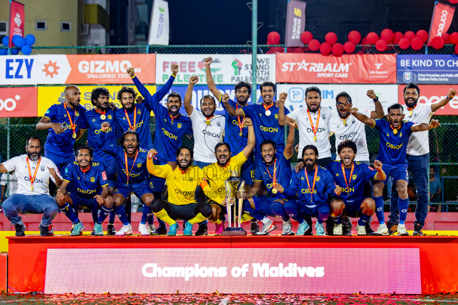 L. Gan VS B. Eydhafushi in the Finals of Golden Futsal Challenge 2024 which was held on Thursday, 7th March 2024, in Hulhumale', Maldives. 
Photos: Hassan Simah / images.mv