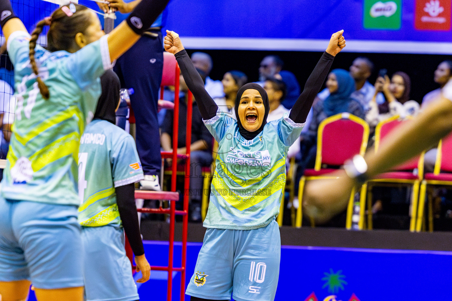 Police Club vs Club Wamco in the Final of Women's Division of National Volleyball Championship 2025 held in Male', Maldives on Sunday, 4th May 2025 at Social Center Indoor Hall Photos By: Nausham Waheed / images.mv